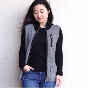 Ralph Lauren Black & White Herringbone Vest Size Small Winter Comfy Chic